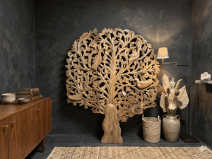Houtsnijwerk levensboom mangohout