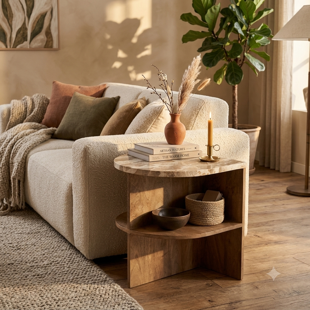 Bijzettafel Marwood By Boo by-boo-bijzettafel-marwood-marmer-hout-sfeervol-interieur
